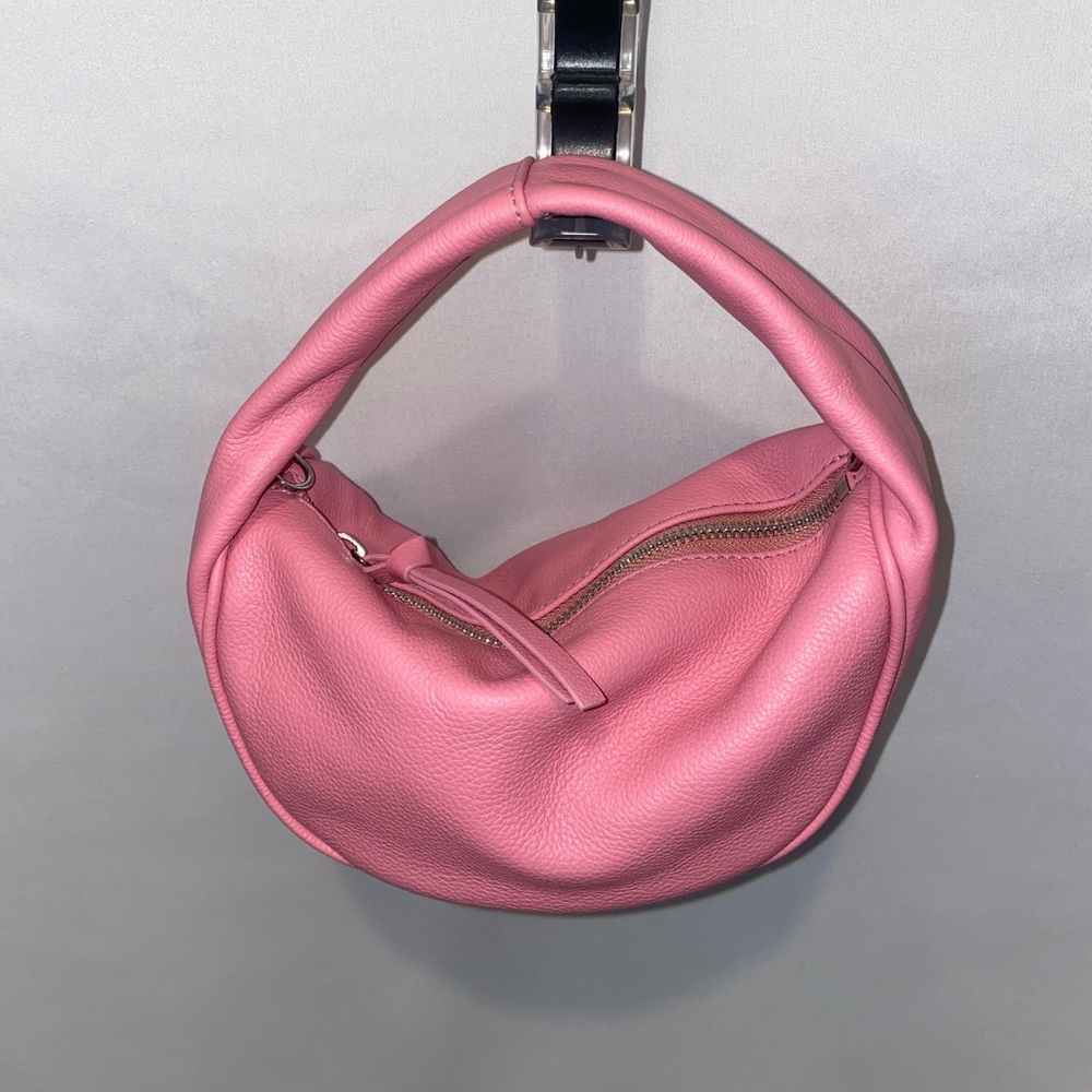By Far Bubblegum pink leather handle bag with detachable crossbody chain - Picture 3 of 7